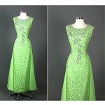 vintage 1950s sequin chiffon train evening gown z