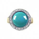 vintage 1990s le vian mined turquoise and dimaond cocktail ring