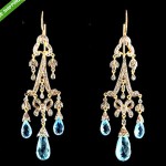 vintage aquamarine and diamond chandelier earrings