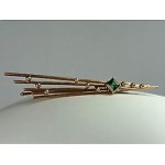 vintage art deco 14k gold over silver tourmaline brooch