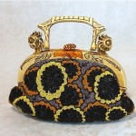 vintage art deco celluloid and carved horn beaded handbag