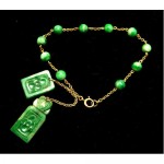 vintage art deco chinese 10k jade charm bracelet