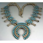 vintage benjamin james turquoise squash blossom necklace