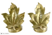vintage brass maple leaf bookends