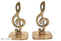 vintage brass treble cleft bookends