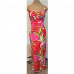 vintage kamehameha tropical batik print gown