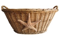 vintage large french basket with starfish