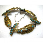 vintage margot de taxco sterling enamel fish bracelet