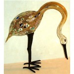vintage mid-century blown glass egret sculpture
