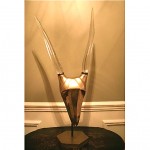 vintage mid-century brass gazelle with blown glass horns z