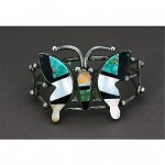 vintage mid-century zuni inlay sterling bracelet