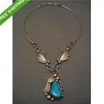 vintage navajo philip chavez turquoise silver necklace