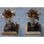 vintage pair gilt metal glass and marble candlesticks