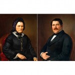 vintage pair of 19th century oil portraits z