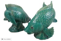vintage pair of japanese ceramic fish