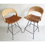 vintage pair of mid-century arthur umanoff bar stools