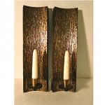 vintage pair of mid-century brutalist wall sconces