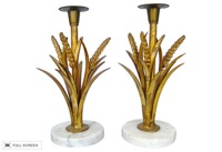 vintage pair of wheat candlesticks