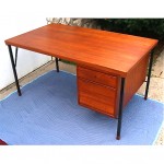 vintage peter hvidt steel teak desk z