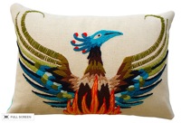 vintage phoenix crewelwork upcycled pillow
