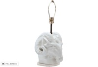 vintage rams head ceramic lamp