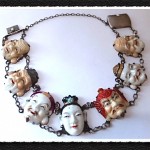 vintage toshikane sterling porcelain lucky gods bracelet