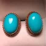 antique 14k sleeping beauty turquoise earrings