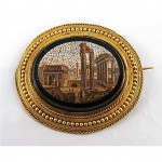 antique 18k micro mosaic pin