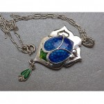 antique 1908 james fenton silver enamel necklace