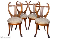 antique 19th century biedermeier lyre-back chairs