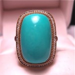 antique 9k seed pearl turkish turquoise ring