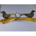 antique c. 1912 solid silver and whale tooth knife rests