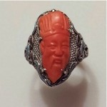 antique chinese art deco sterling coral ring