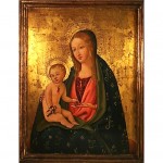 antique gold ground oil on wood madonna painting z