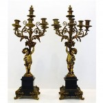 antique pair 19th century bronze figural candelabra
