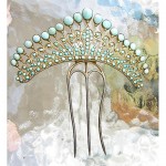 antique turquoise sterling hair comb