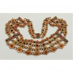 chinese art deco gilded copper filigree natural gemstone necklace