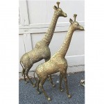 pair of vintage brass giraffes