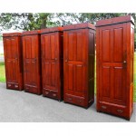 set of 1910s oak fireman's wardrobe lockers