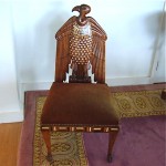 two vintage egyptian revival walnut inlaid bone chairs with provenance z