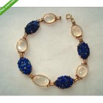 victorian art nouveau carved lapis lazuli moonstone bracelet