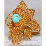 vintage 18k gold and turquoise cocktail ring