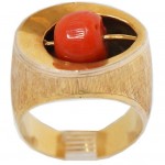 vintage 18k modernist coral ring