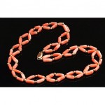 vintage 1920s 14k angel skin coral double strand necklace