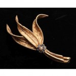 vintage 1940s 14k sapphire pearl brooch