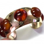 vintage 1950s chrome and polka dot bakelite cuff bracelet