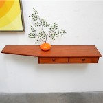 vintage 1950s danish modern floating teak entry shelf z