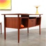 vintage 1950s danish modern teak floating top desk z