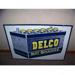 vintage 1950s delco batteries metal sign