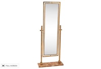 vintage 1960s brass cheval floor mirror on marble base